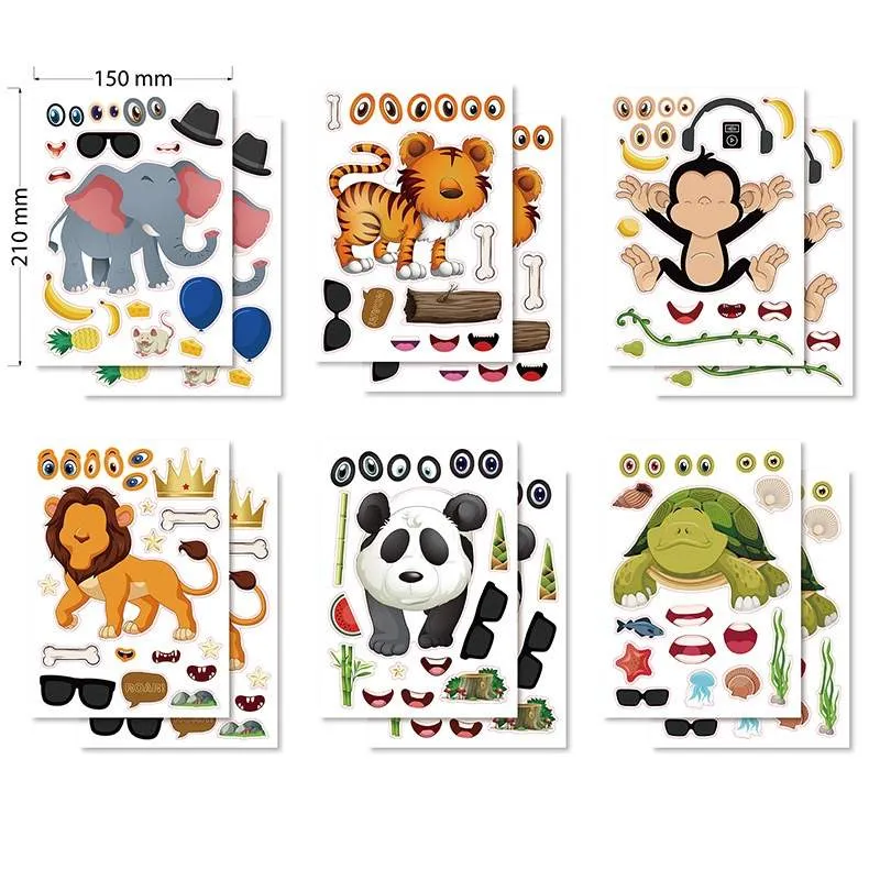 Pelekat Teka-teki Jigsaw Haiwan Kartun